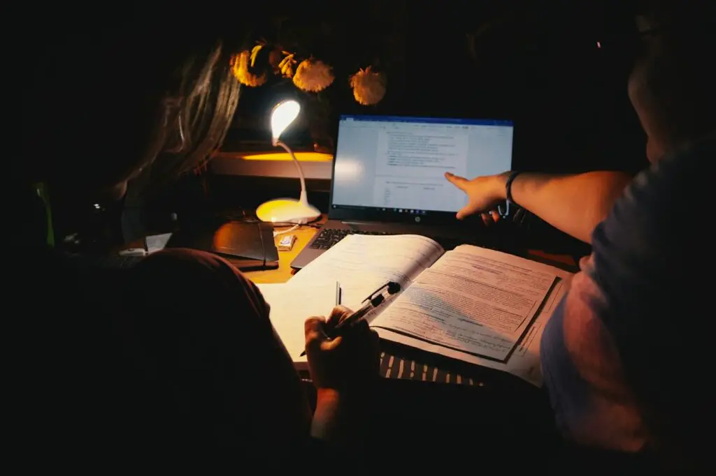 Student studying at a laptop in a quiet workspace